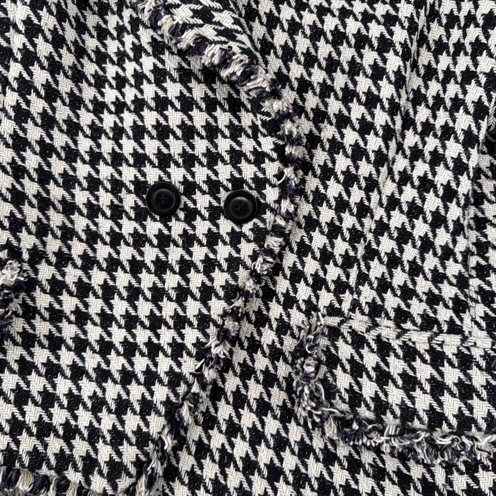 Dolan Large Houndstooth Blazer Coat Tweed Career Black White Anthropologie - Picture 2 of 9